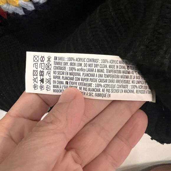 English Factory Women’s Crochet Motif Sweater Sz M Granny Core Preppy Academia - Picture 5 of 9